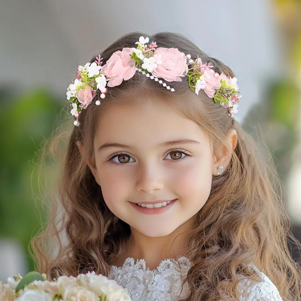 Вінок Квітка IYOU для дівчинки Квіти Рожевий, фото №5