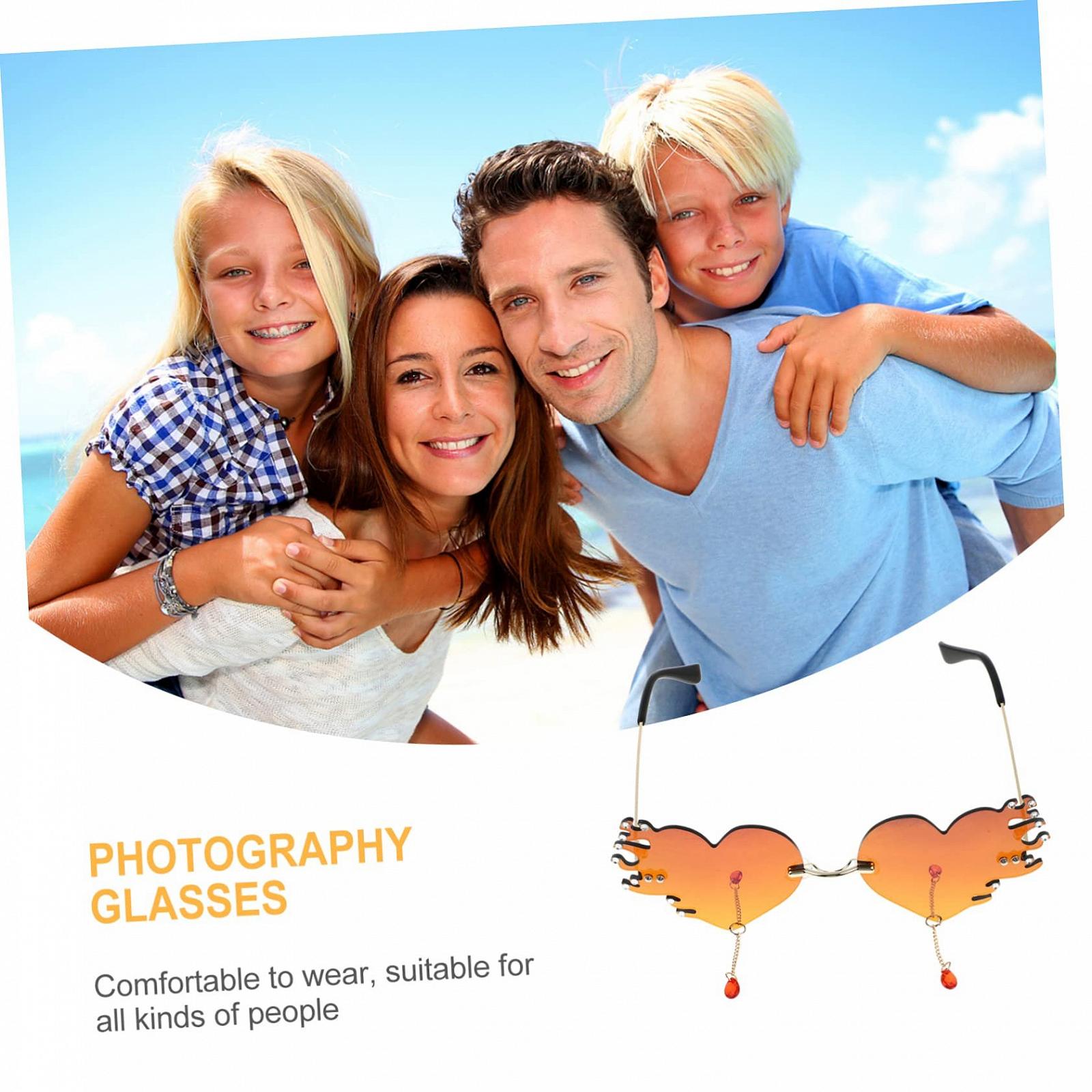 Солнцезащитные очки Сердце Без оправы Модные декоративные, фото №5