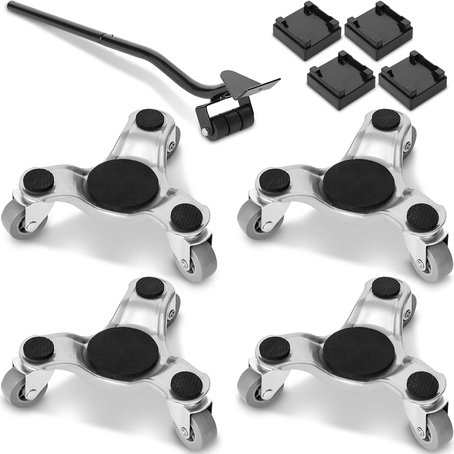 Набір меблевих візків-триног VEVOR JYS-135 / 4 шт. в комплекті / Загальна вантажопідйомність 114 кг / 360° поворотні колеса PP / Міцна вуглецева сталь / Сірі, фото №1 Набір меблевих візків-триног VEVOR JYS-135 / 4 шт. в комплекті / Загальна вантажопідйомність 114 кг / 360° поворотні колеса PP / Міцна вуглецева сталь / Сірі, фото №1