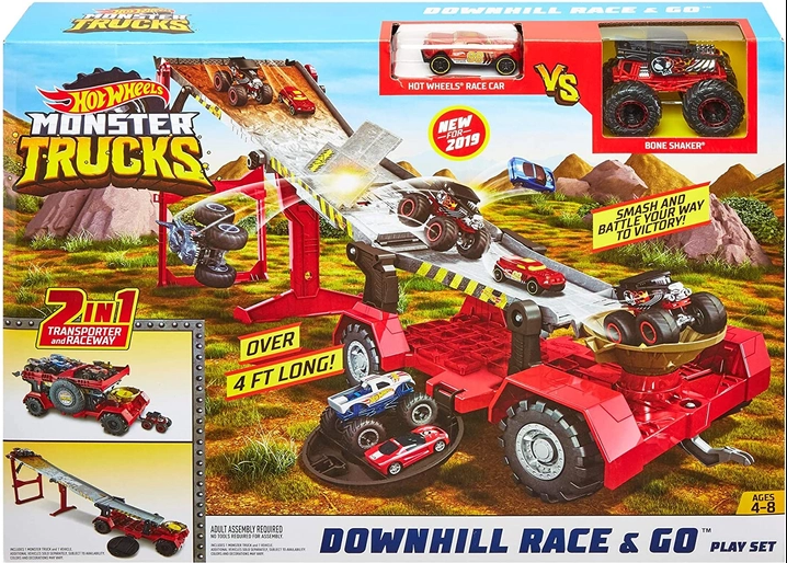 Передвижной трамплин Hot Wheels Monster Trucks Downhill Race & Go GFR15, фото №3