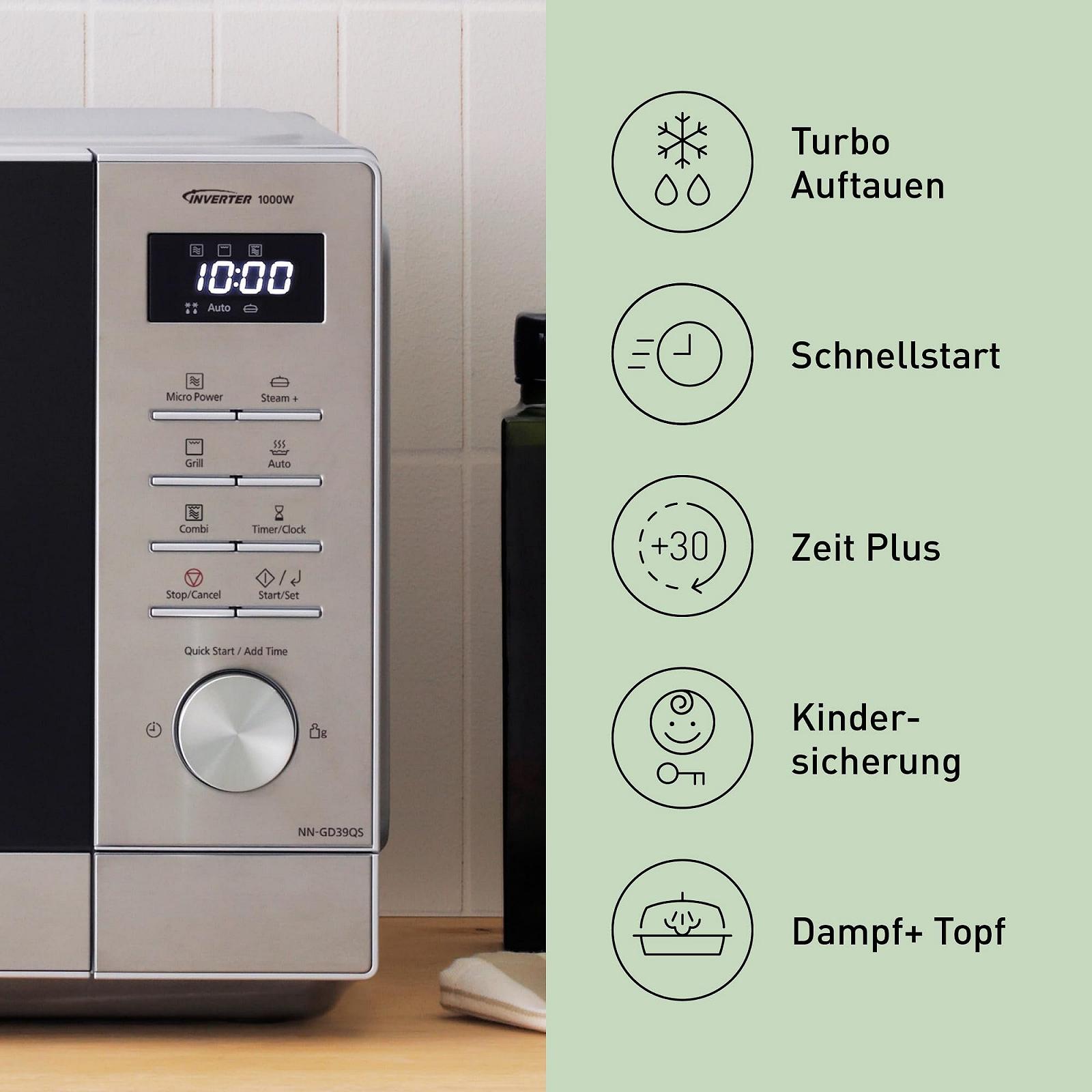 Микроволновая печь с грилем Panasonic NN-GD39QSEPG Steam+ Pot 29L 1000W Silver & Stainless Steel, фото №9
