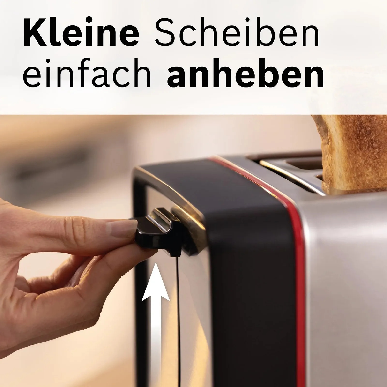 Тостер компактний Bosch MyMoment TAT6M420, знімна складна насадка для булочок, з функцією розморожування, автоматичним вимкненням, функцією підйому, центруванням хліба, ідеально підходить для 2 скибочок, 800 Вт, нержавіюча сталь, фото №4