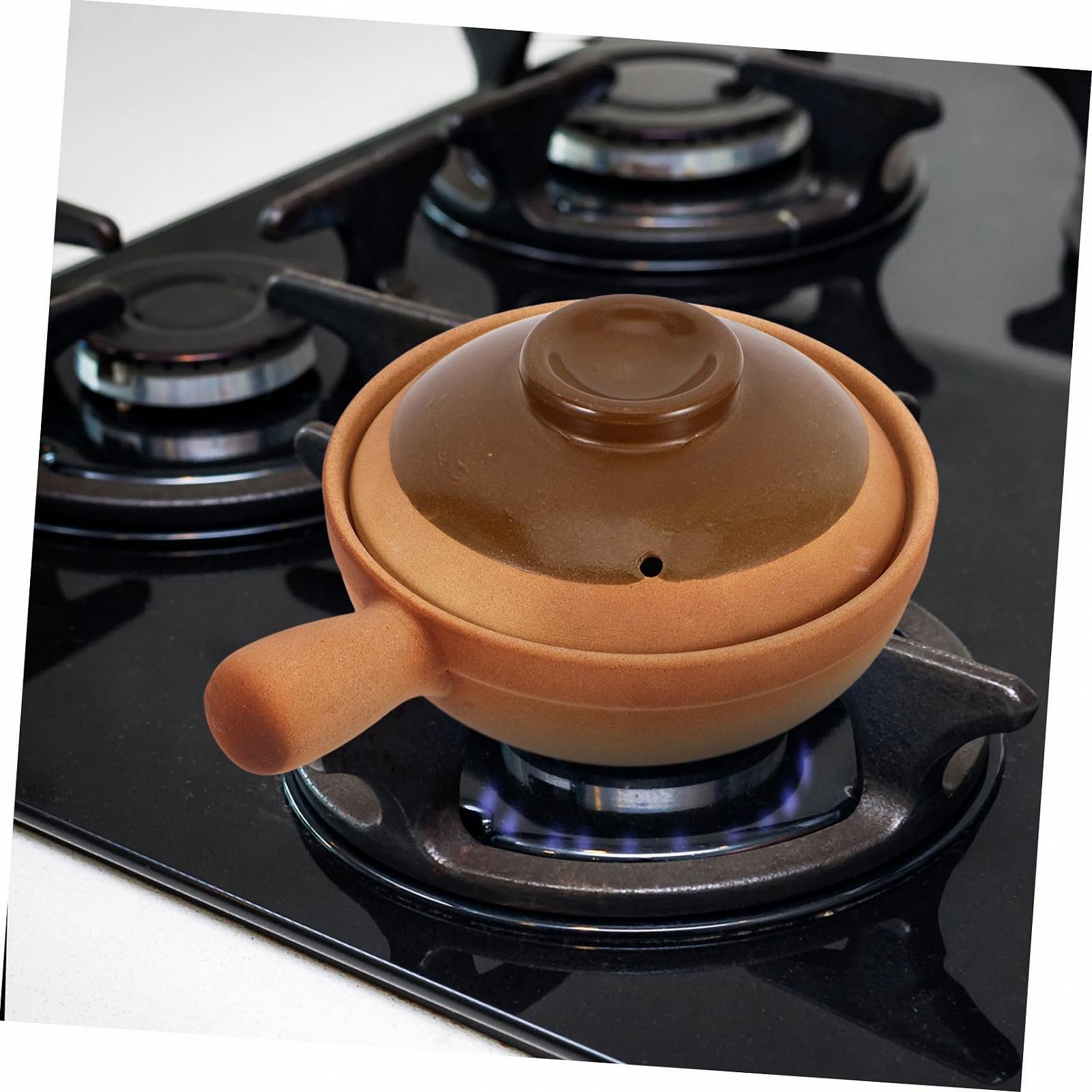 Горшок для приготовления Toyvian керамический в китайском стиле с крышкой и боковой ручкой 850 мл, фото №4