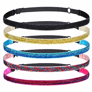 Набор из 5 блестящих повязок для волос, украшенных стразами. - Фото 1