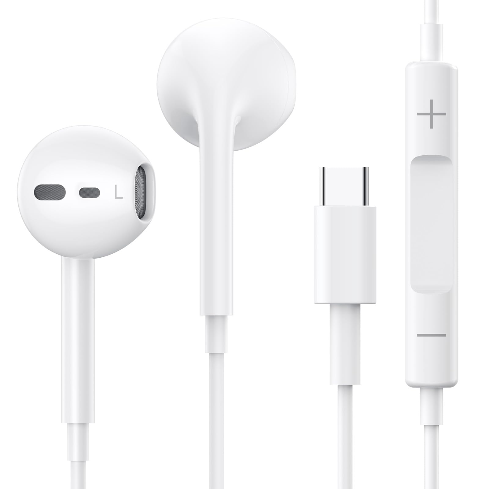 Наушники Проводные USB C Вставные Наушники с Микрофоном USBC Наушники Type C Совместимы с iPhone 15/15 Plus/15 Pro/15 Pro Max/16/16 Pro/iPad Pro/Air/Samsung Galaxy S24 S23 S22 S21 - Белые, фото №1