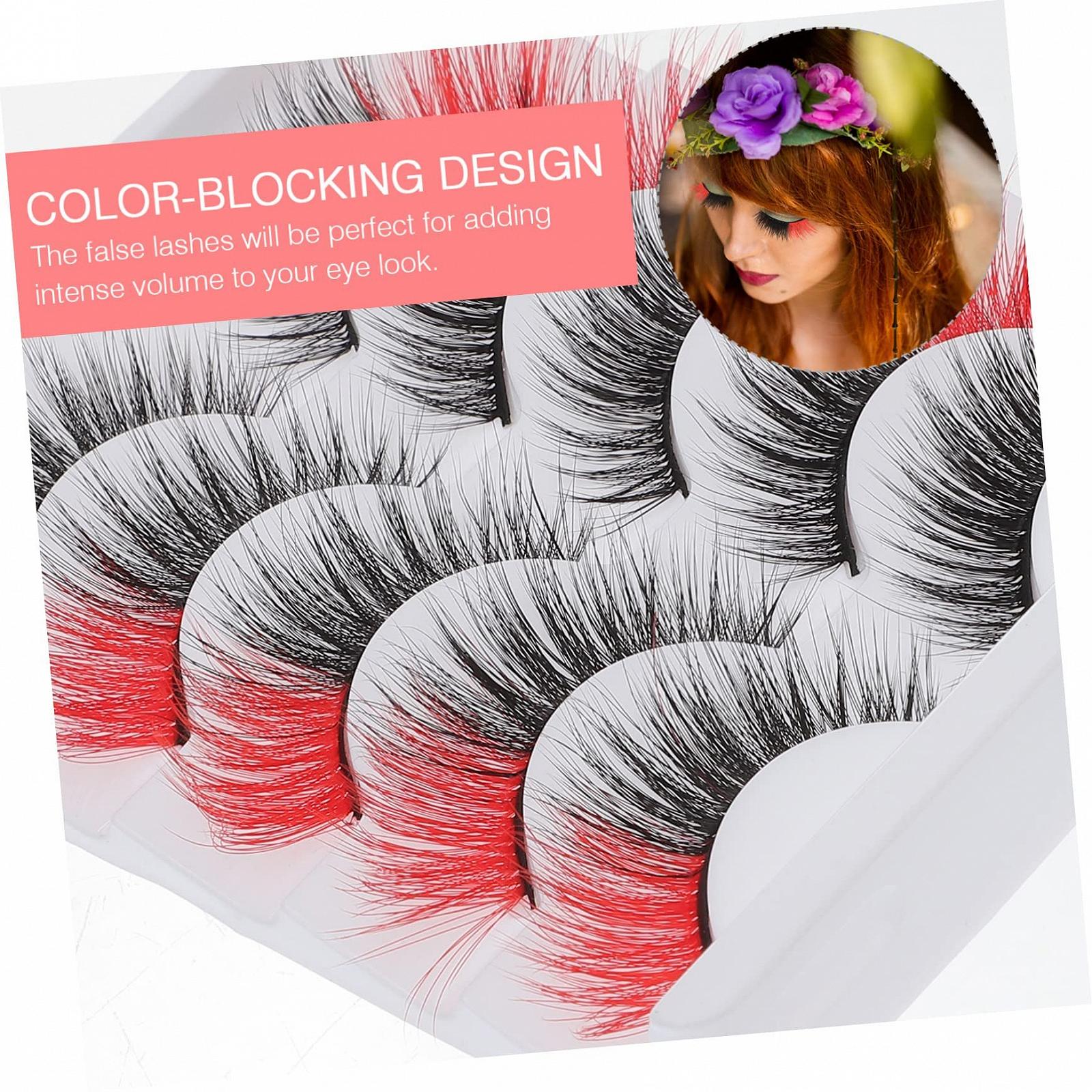 Штучні вії Angoily 10 пар Кольорові Імітація норкових Червоний, фото №2