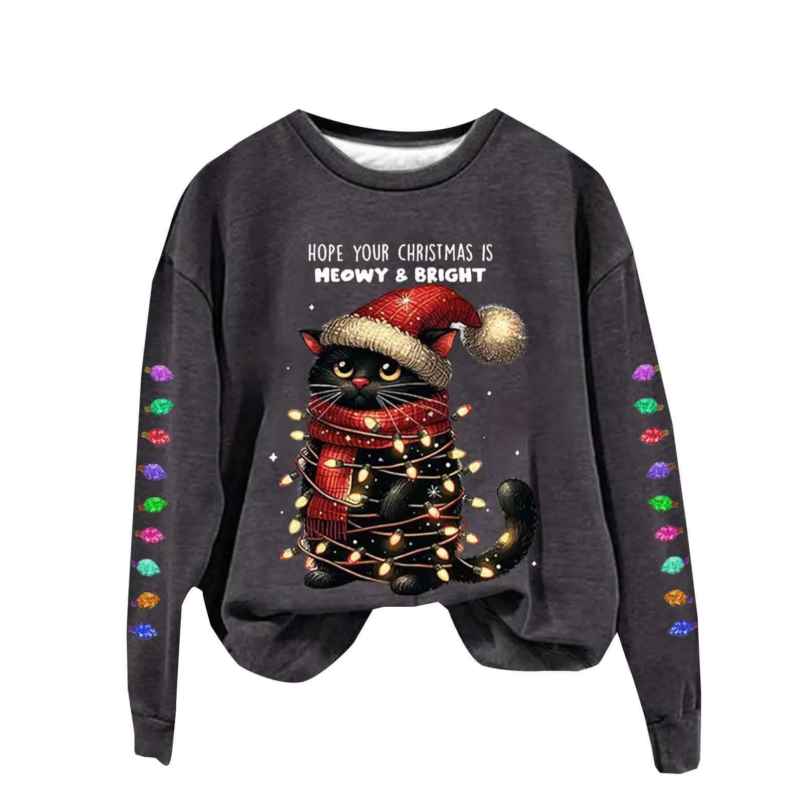 Женский Рождественский Свитшот Nuaoxyeu Santa Head, с круглым вырезом, без капюшона, утепленный флисом, классический, фото №4 Женский Рождественский Свитшот Nuaoxyeu Santa Head, с круглым вырезом, без капюшона, утепленный флисом, классический, фото №4