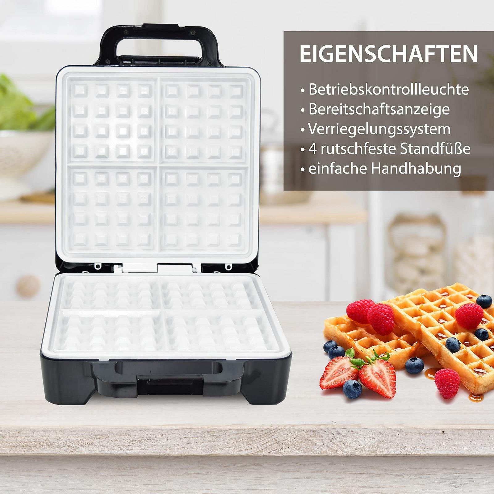 Вафельница Syntrox Germany XLC 1600 Вт для 4 бельгийских вафель, керамическое покрытие, черный/нержавеющая сталь, фото №5
