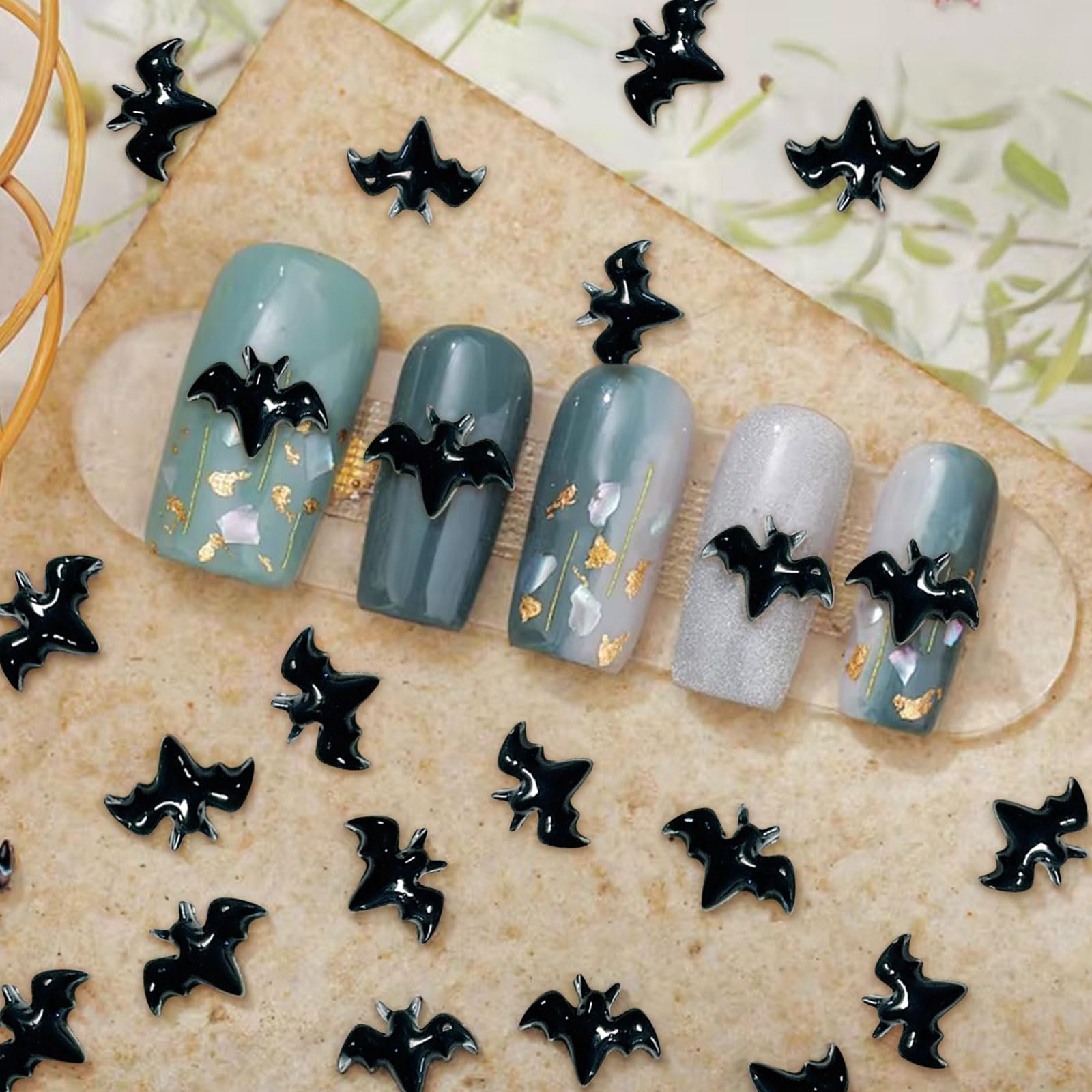 Прикраса для нігтів Кажан Чорний, набір 120 шт., фото №4