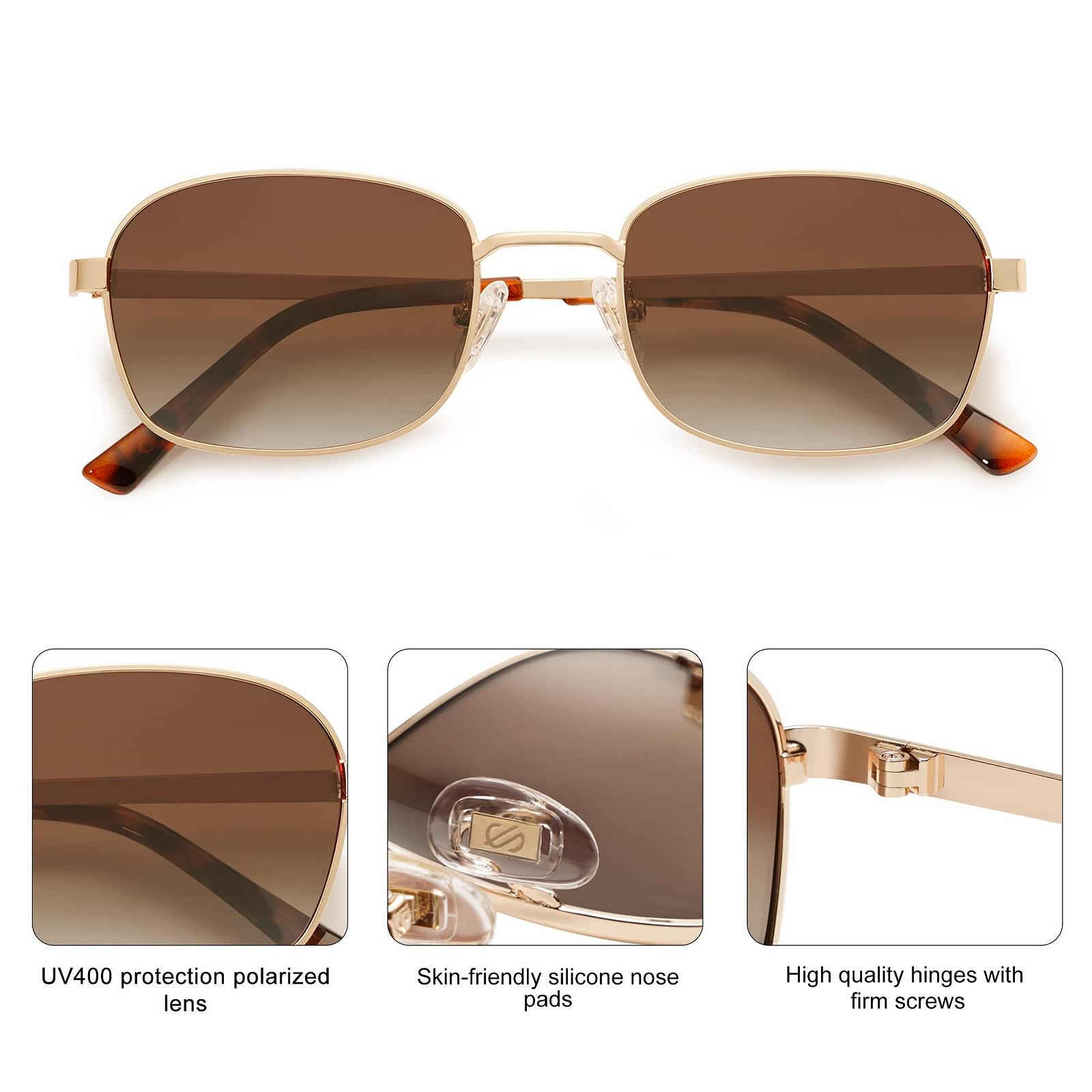 Поляризовані сонцезахисні окуляри Прямокутні вінтажні квадратні SOJOS SJ1177 для чоловіків і жінок, фото №4