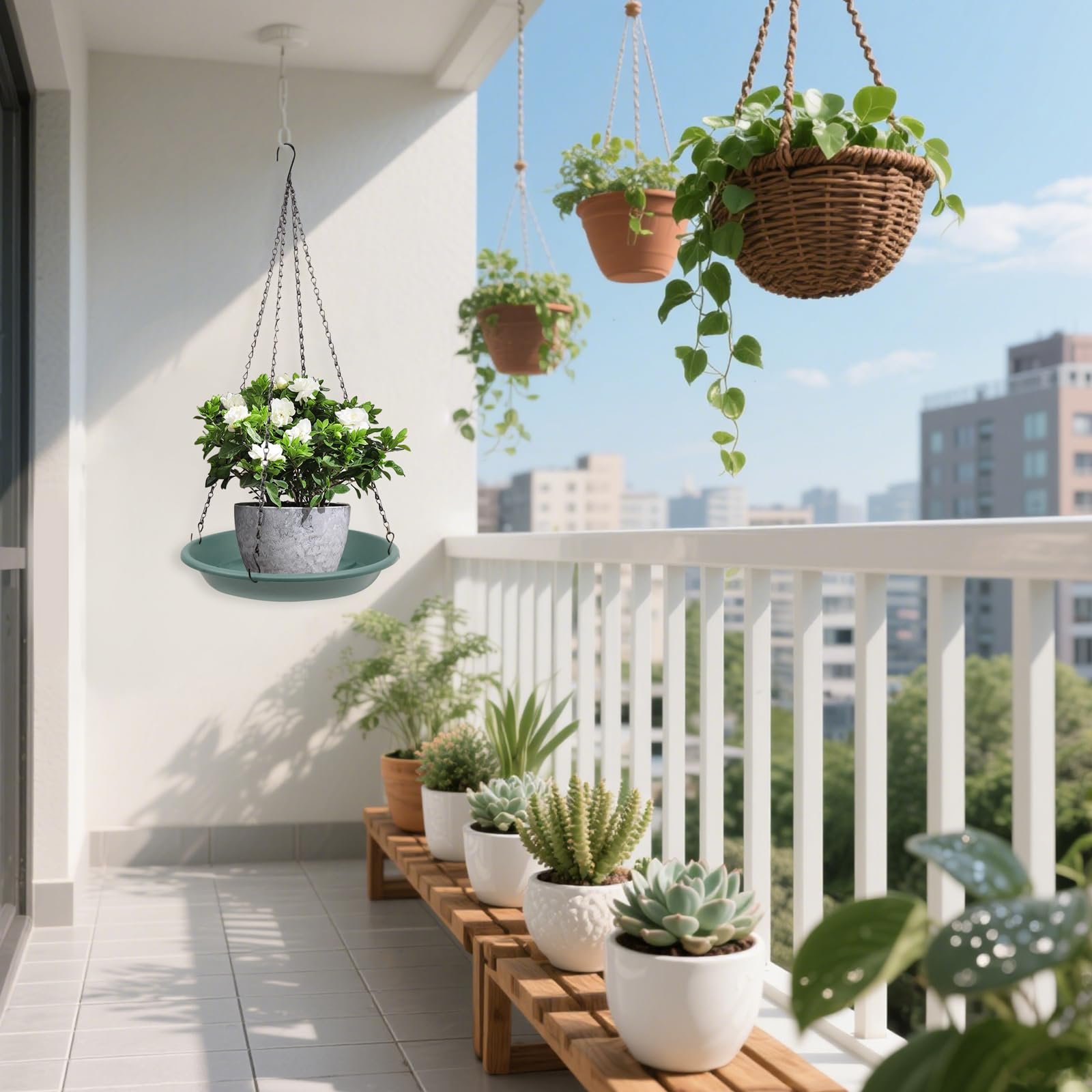 Підвісні кошики 3 шт. Пластикові 30 см Темно-зелені, фото №6 Підвісні кошики 3 шт. Пластикові 30 см Темно-зелені, фото №6