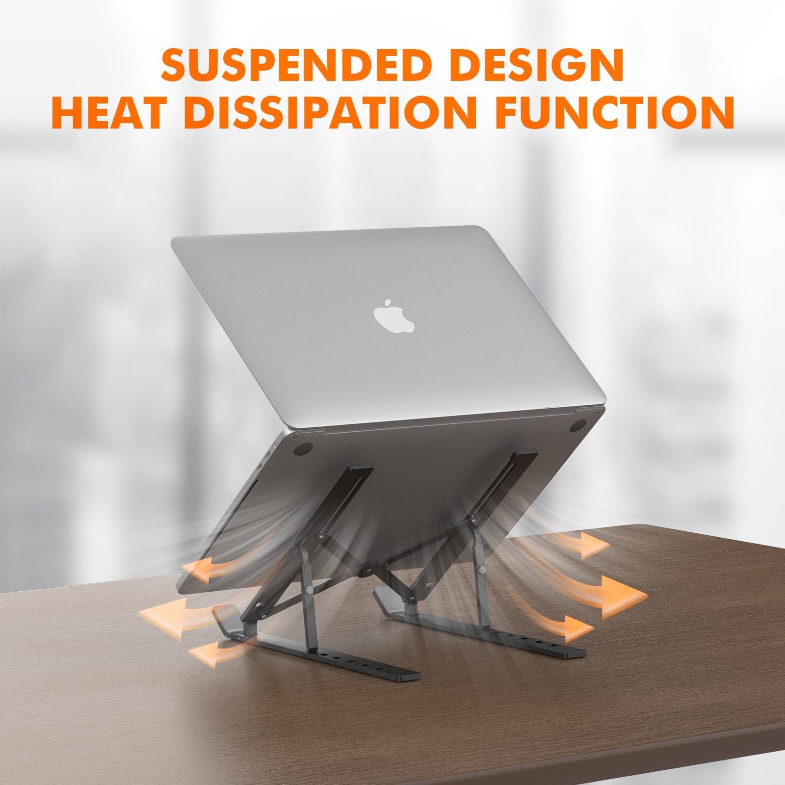 Підставка для ноутбука GRIFEMA GB1054B, регульована по висоті, портативна підставка з 6 регулюваннями нахилу для ноутбуків і планшетів 10 - 17,3 дюймів чорна, фото №6