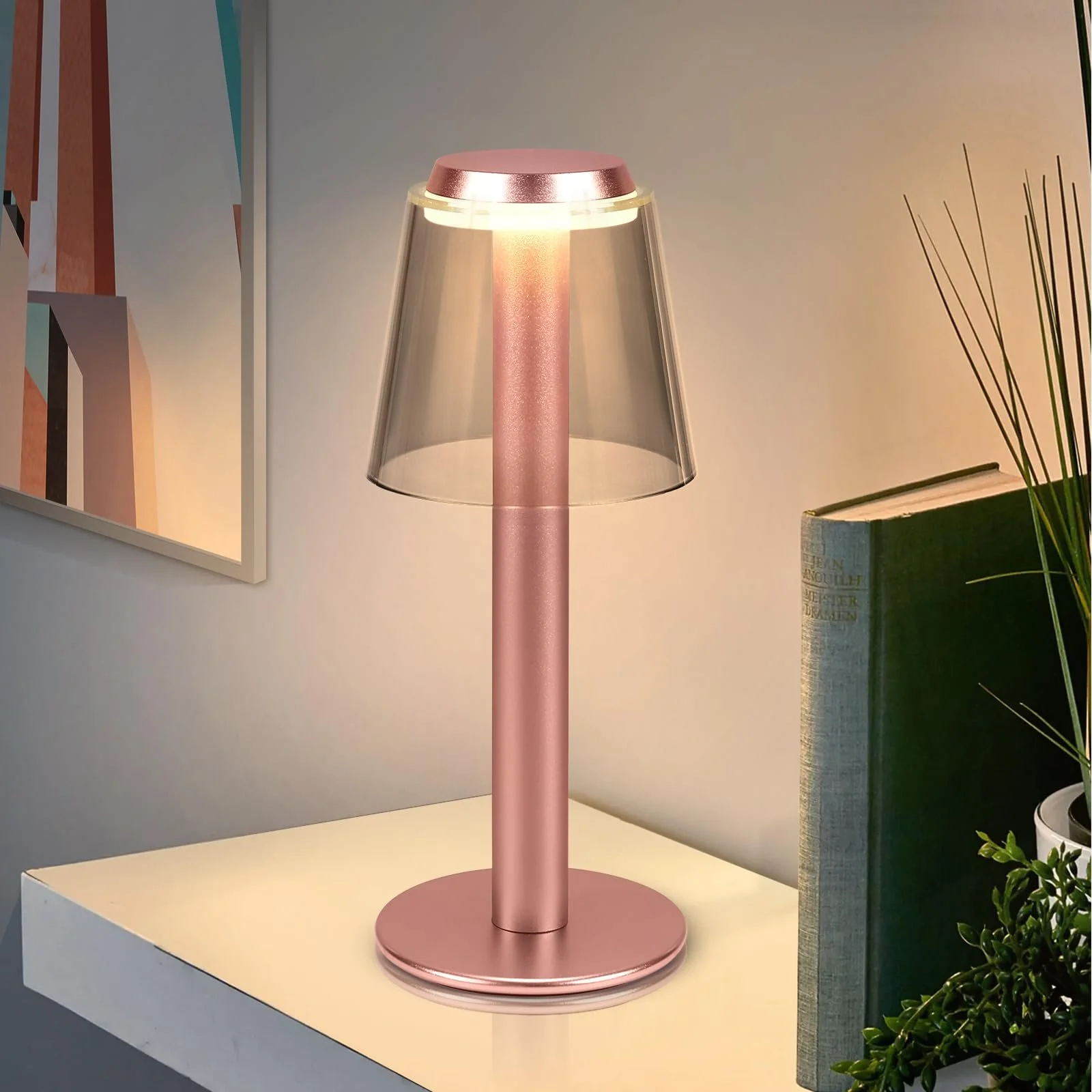 Настільна лампа Wireless сенсорна димована акумуляторна металева 3 рівні яскравості LED, фото №6