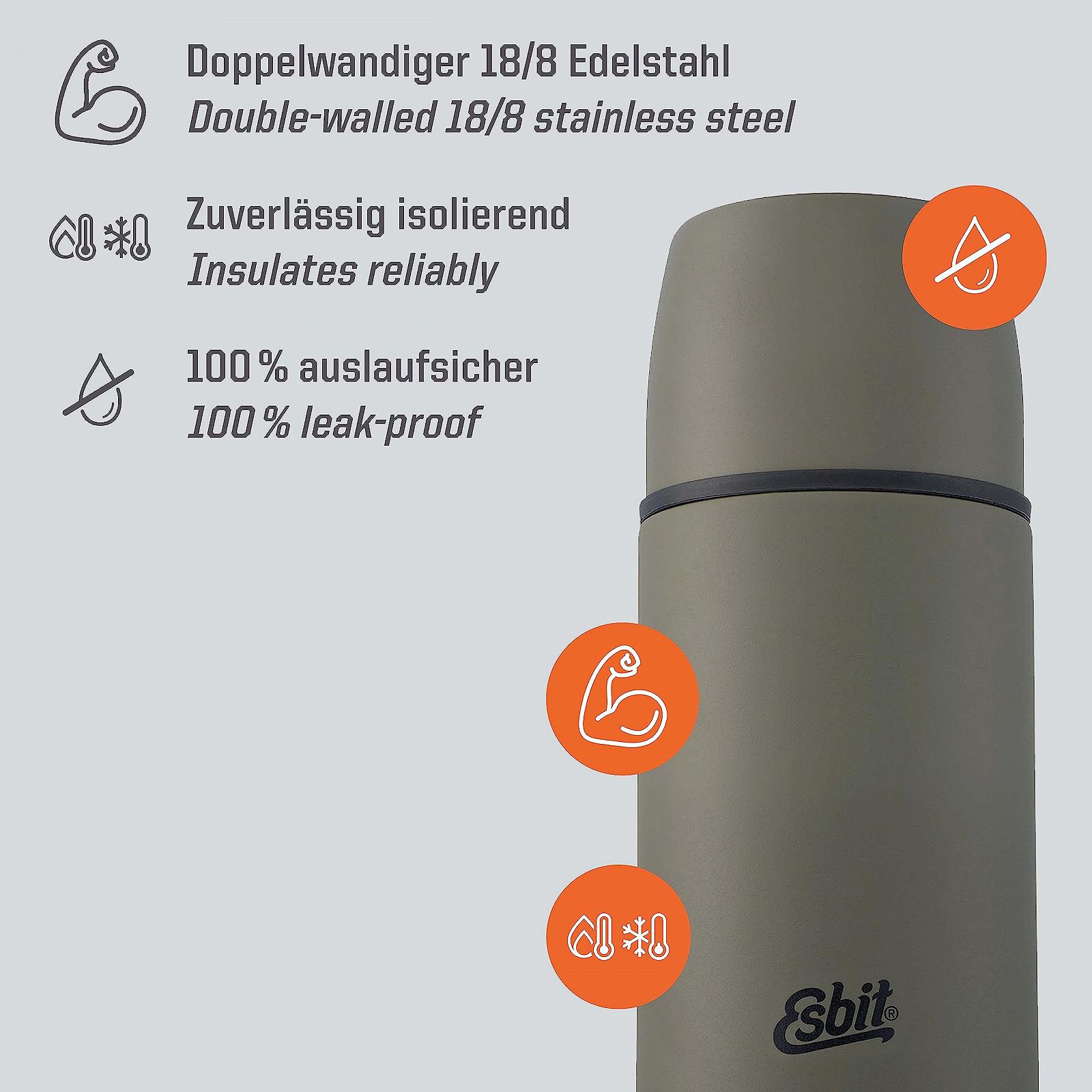 Термос Esbit Classic 500 мл з 2 чашками Stainless Steel Olive Green, фото №2 Термос Esbit Classic 500 мл з 2 чашками Stainless Steel Olive Green, фото №2
