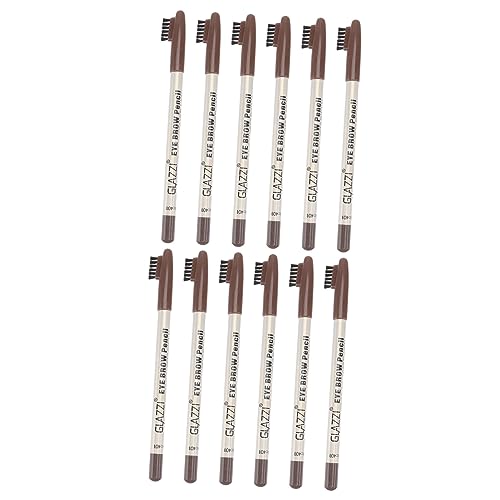 Олівець для брів HONMEET з щіткою для брів Кавовий дерев'яний (12 шт.), фото №1