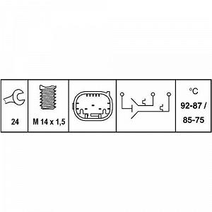 Термовыключатель вентилятора радиатора HELLA 6ZT 007 835-051 для BMW synthetic.ua - Фото 1