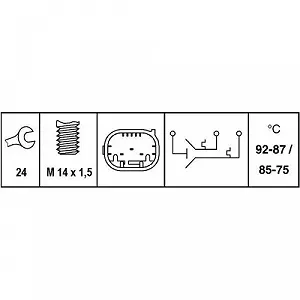 Термовыключатель вентилятора радиатора HELLA 6ZT 007 835-051 для BMW synthetic.ua - Фото 1