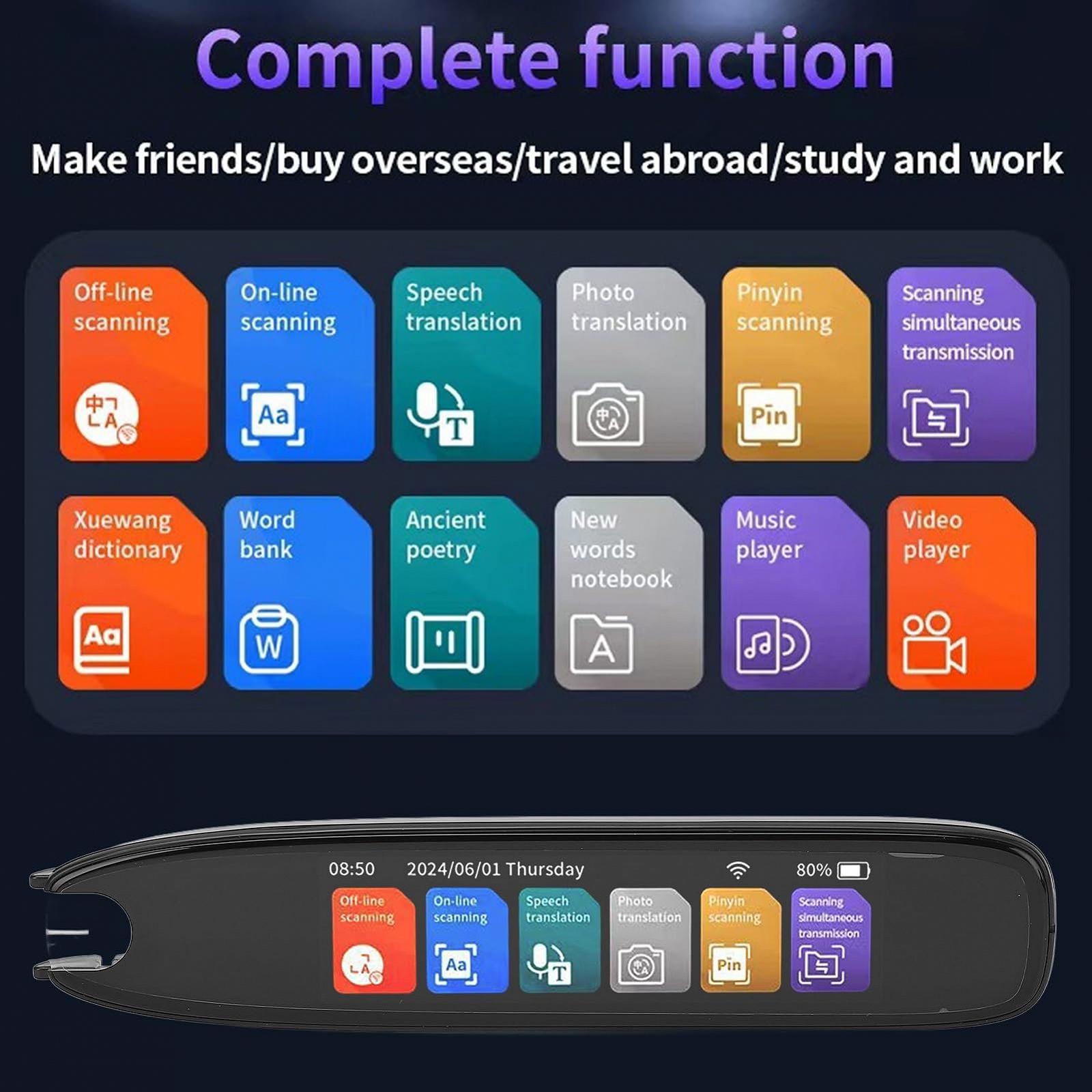 Ручка для чтения Sorandy, сканер-переводчик, устройство для преобразования текста в речь, OCR цифровой считыватель для дислексии, переводчик, портативный словарь, идеально подходит для студентов, взрослых, 12 систем, фото №2