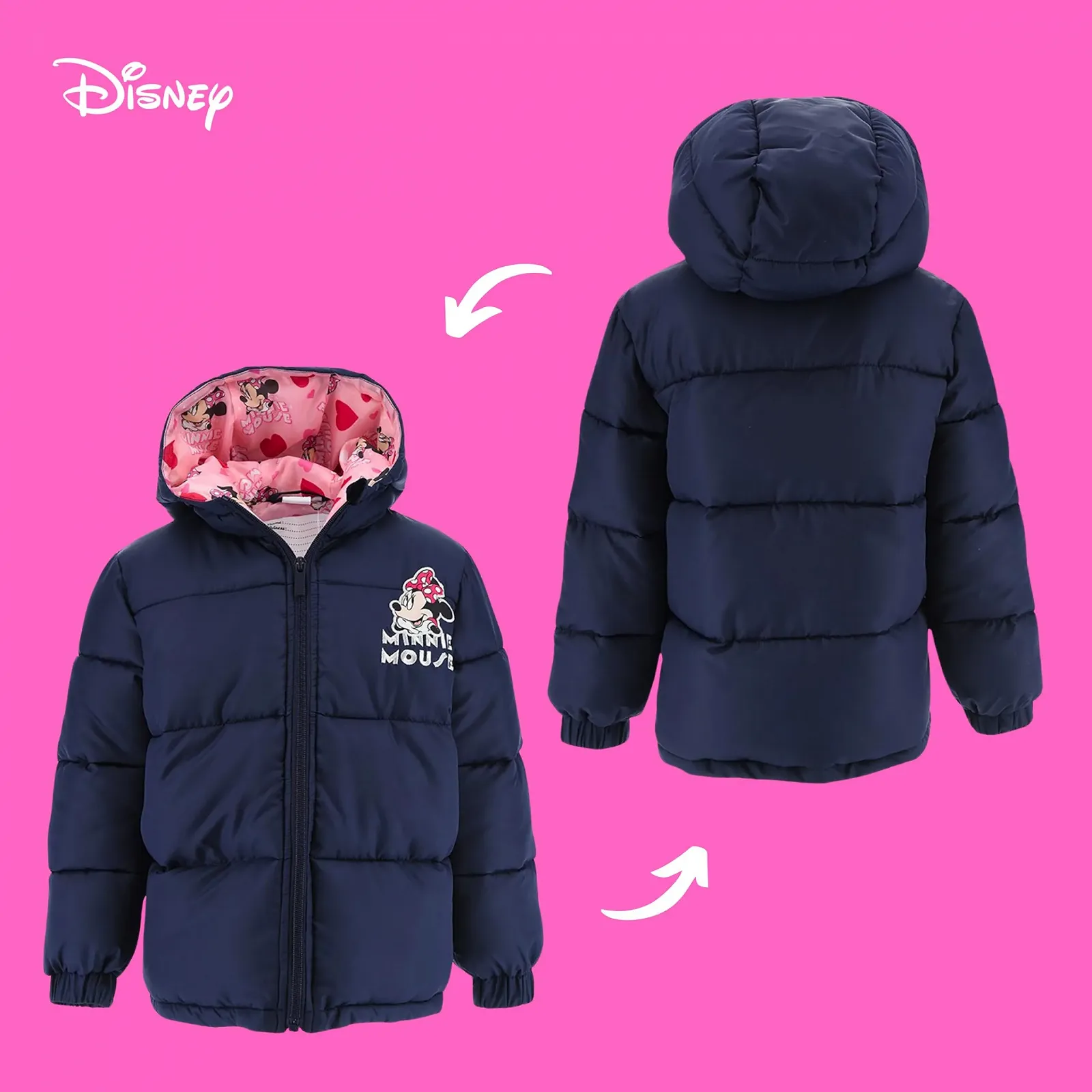 Пальто Disney Minnie Mouse для дівчат, тепла та м'яка куртка з наповнювачем, фото №9