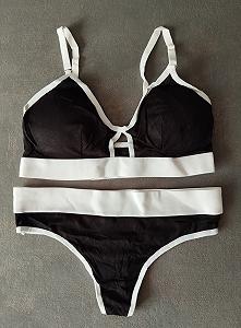 Хлопковый черный женский комплект рубчик - Фото 1