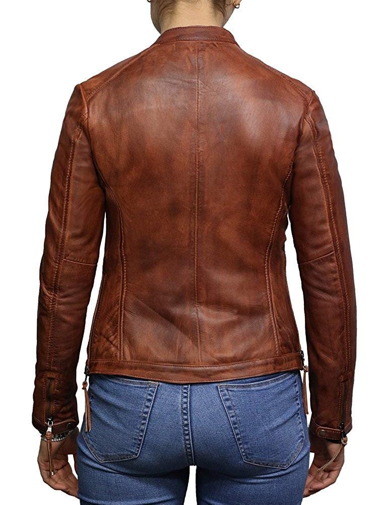 Куртка шкіряна жіноча BRANDSLOCK Biker Lammfell Vintage, фото №6