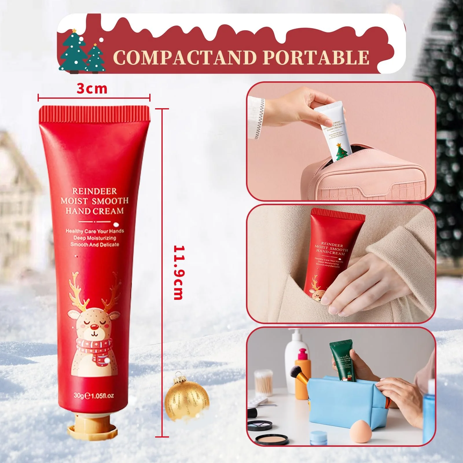 Крем для рук Різдвяний, Набір з 5 міні-кремів для рук, Зволожуючий та живильний, фото №5