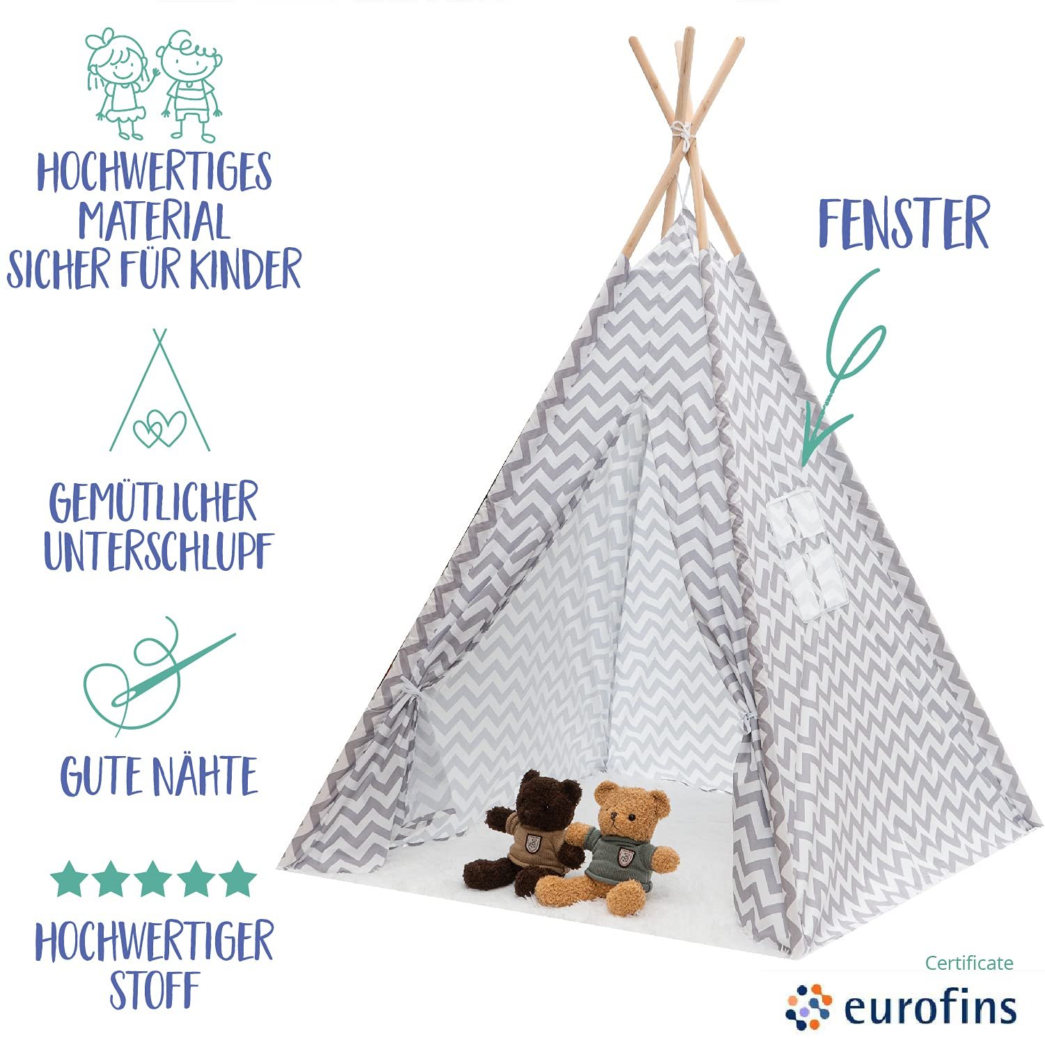 Игровой шатер Tipi KNECKES Premium 110 x 110 x 170 см, фото №2