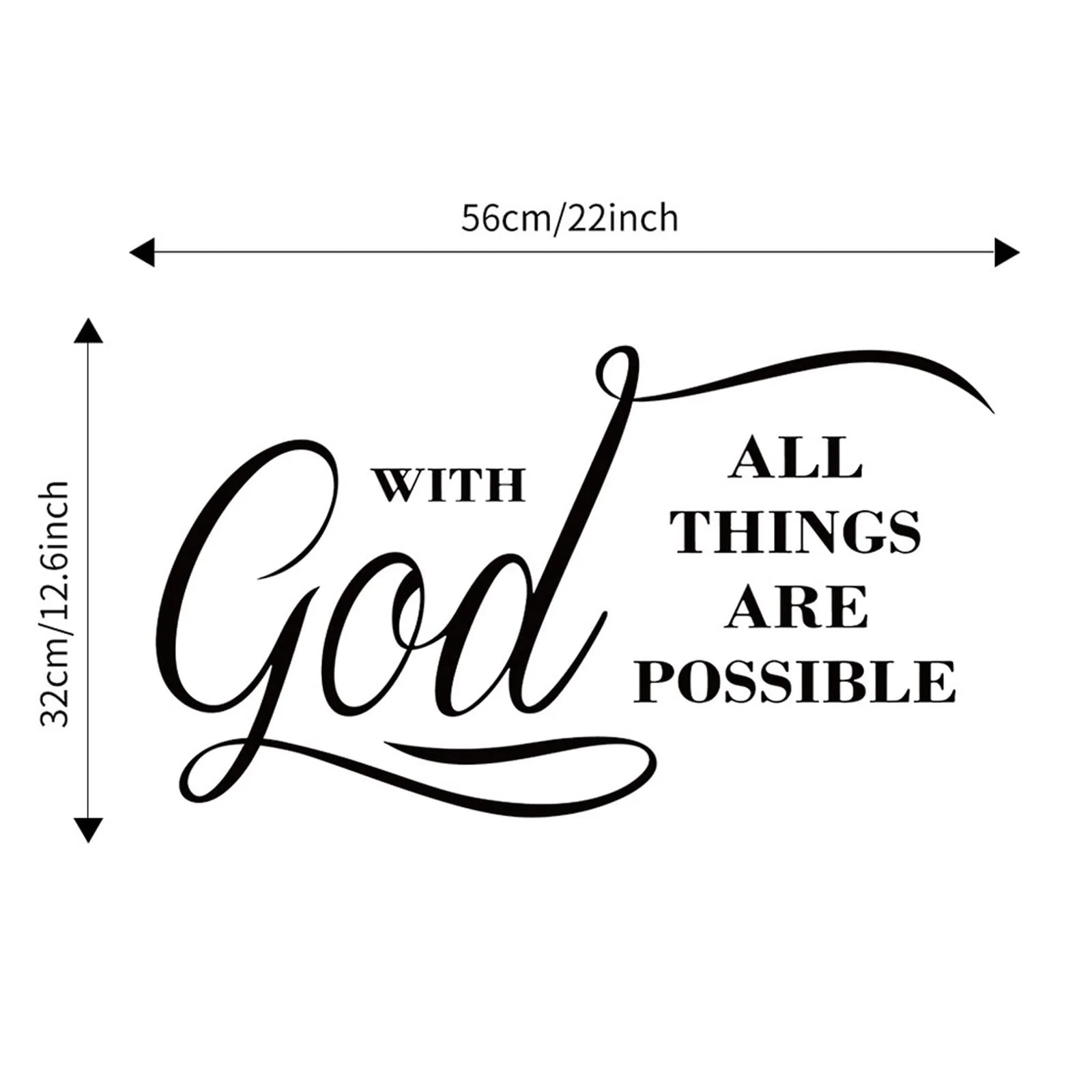 Наклейка на стену All Things are Possible with God Inspirational Quote Vinyl 1 шт., фото №7