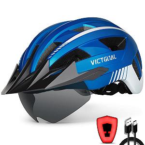 Шлем велосипедный Victgoal MTB со съемными магнитными очками и козырьком, 21 вентиляционный канал - Фото 1