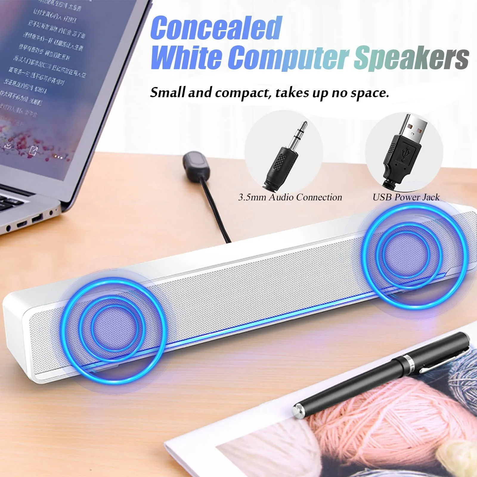 Портативний USB саундбар Soundbar Speaker Білий, фото №3