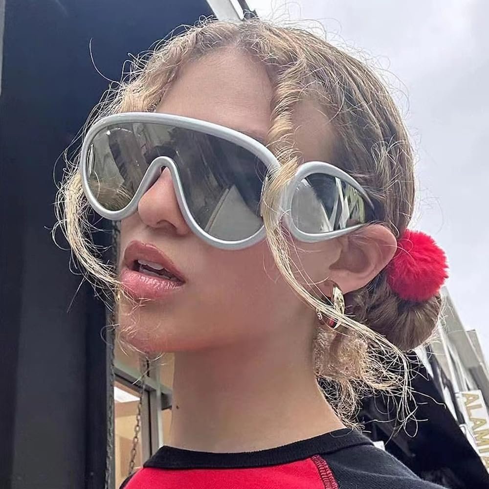 Солнцезащитные очки Y2K KBRPEY, Спортивные большие кошачьи очки с защитой от ультрафиолета, фото №5