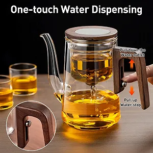 Чайник-заварник Скляний з дерев'яною ручкою та ситечком synthetic.ua - Фото 1