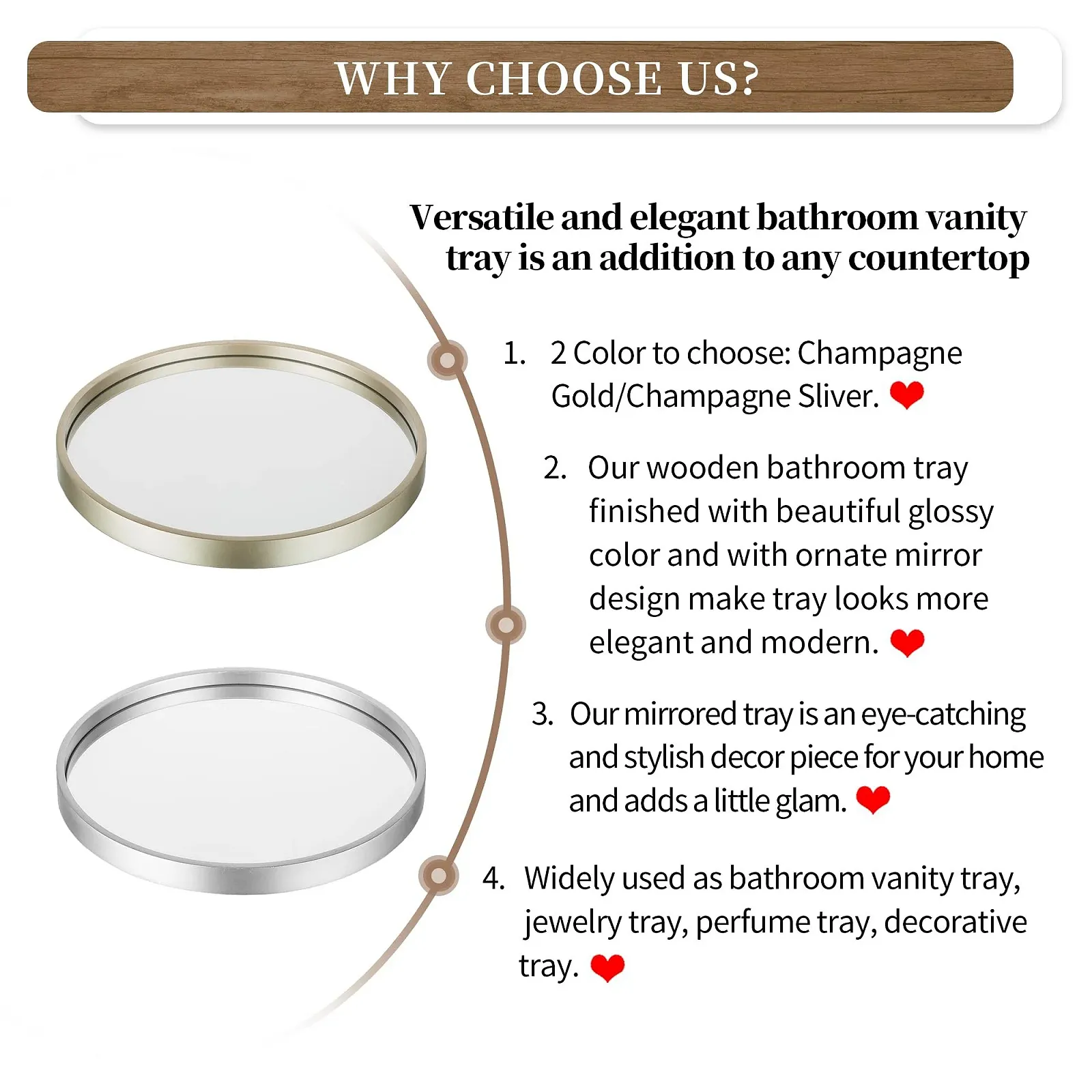 Таця Hanobe Дзеркальна Для Ванної Кімнати Органайзер Для Парфумів Ювелірних Виробів, фото №7