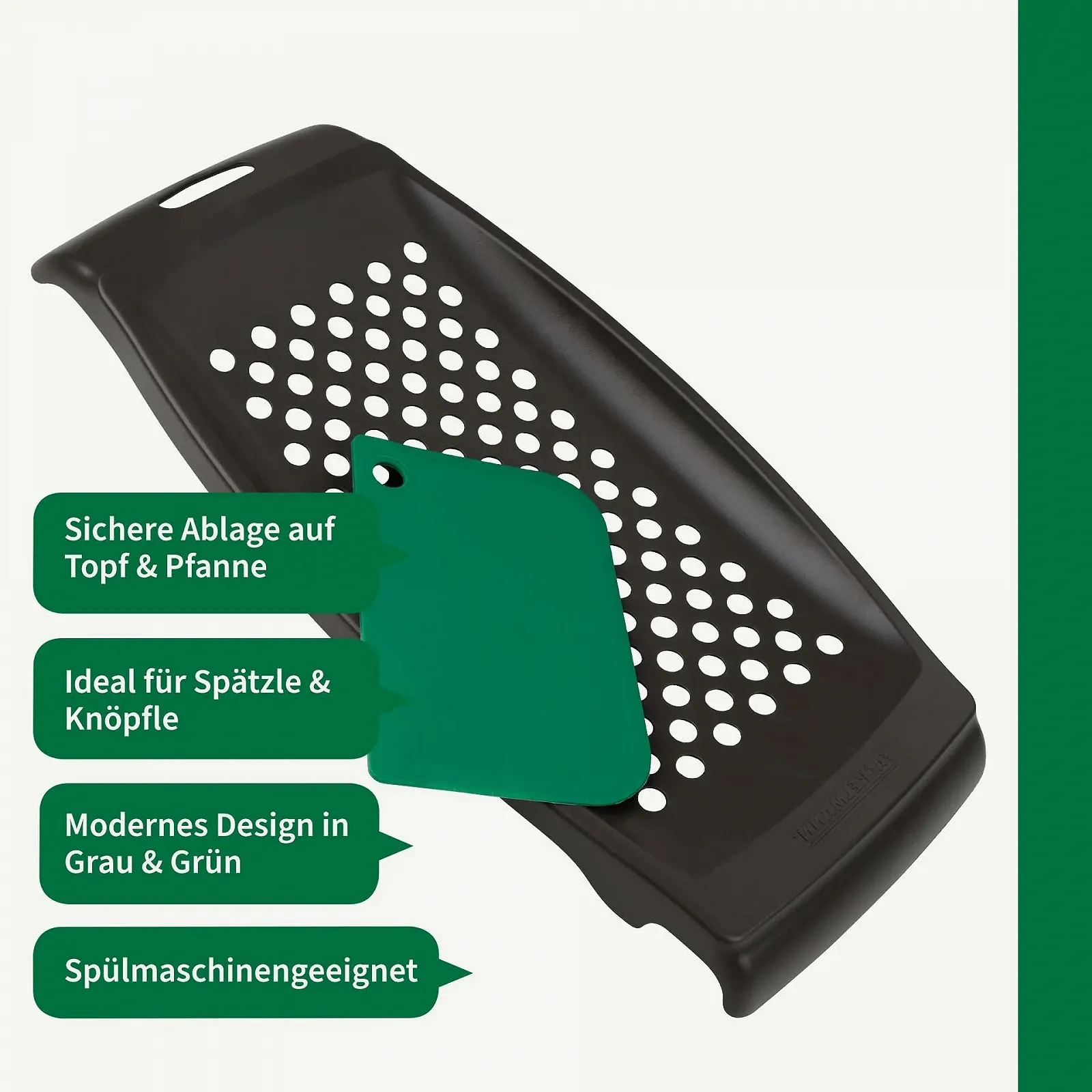 Терка FACKELMANN Chefkoch для шпецле з скребком, сірий/зелений, фото №3