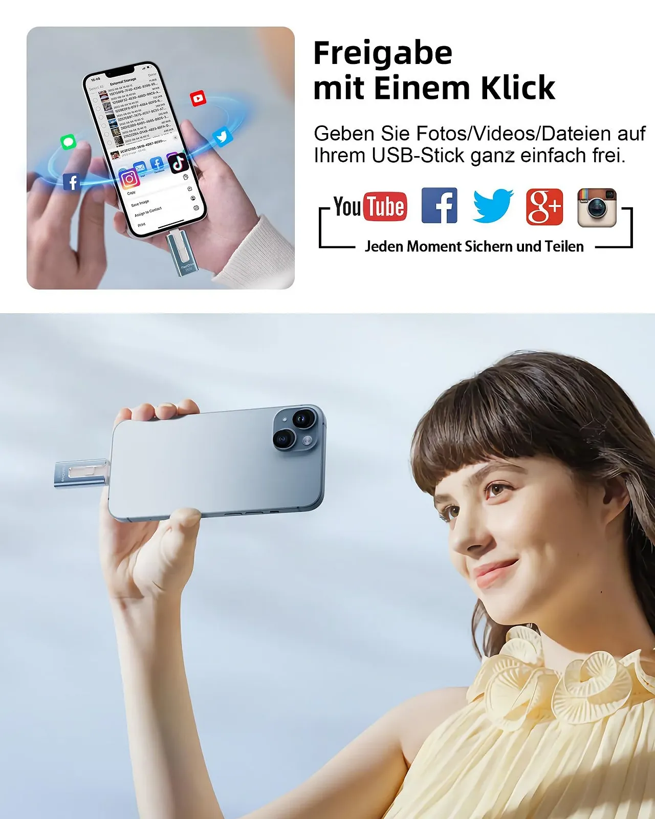 USB-флеш-накопичувач GNASEET 256 ГБ 4-в-1 USB 3.0 iOS/USB-C/Micro USB Синій, фото №5 USB-флеш-накопичувач GNASEET 256 ГБ 4-в-1 USB 3.0 iOS/USB-C/Micro USB Синій, фото №5