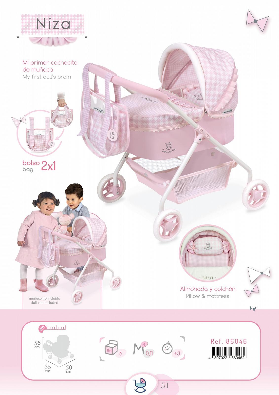 Лялька DE CUEVAS TOYS 86046 Жозе та аксесуари в клітинку рожевого кольору 35 х 50 х 56 см, фото №6