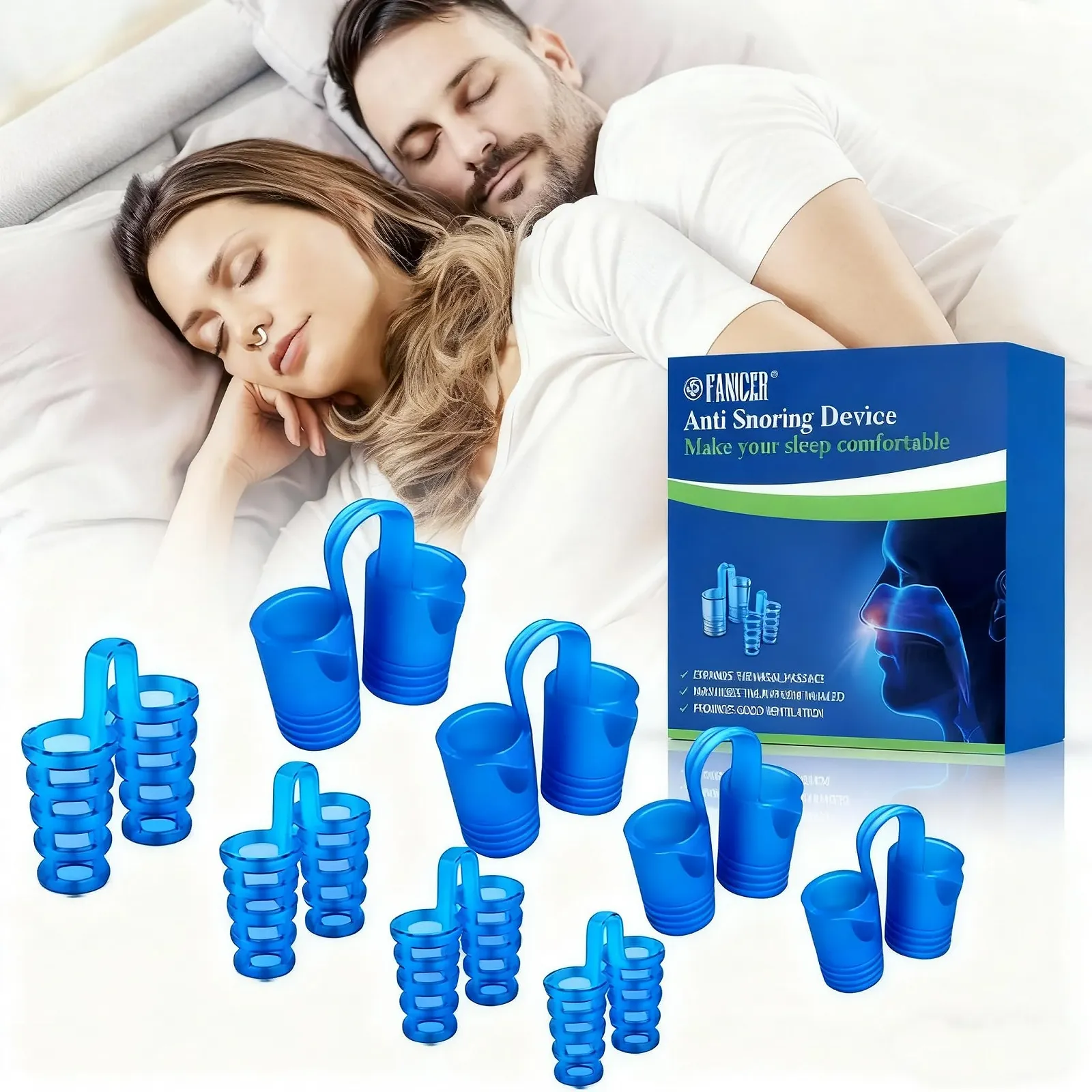 Затычки от храпа (8 шт.) Расширитель для носа Многоразовые, фото №1