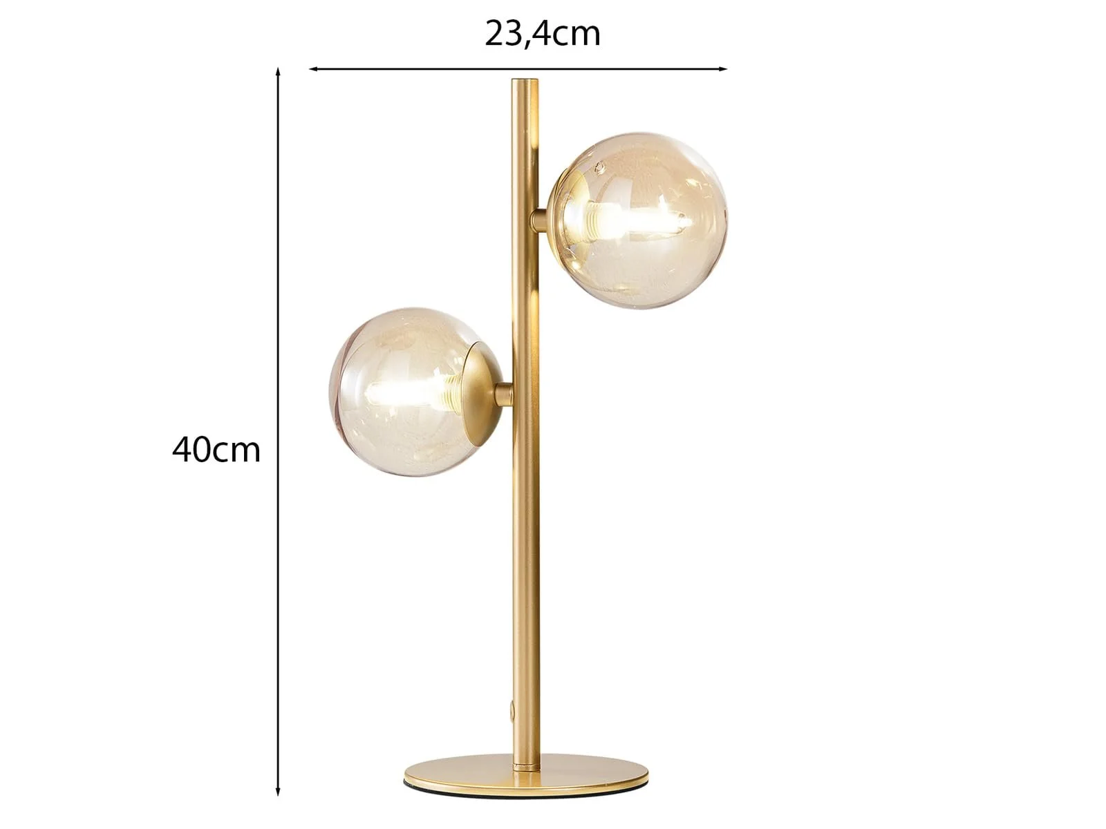 Настільна лампа Elegant Metal Brass and Smoked Glass Balls Amber 40 см, фото №4