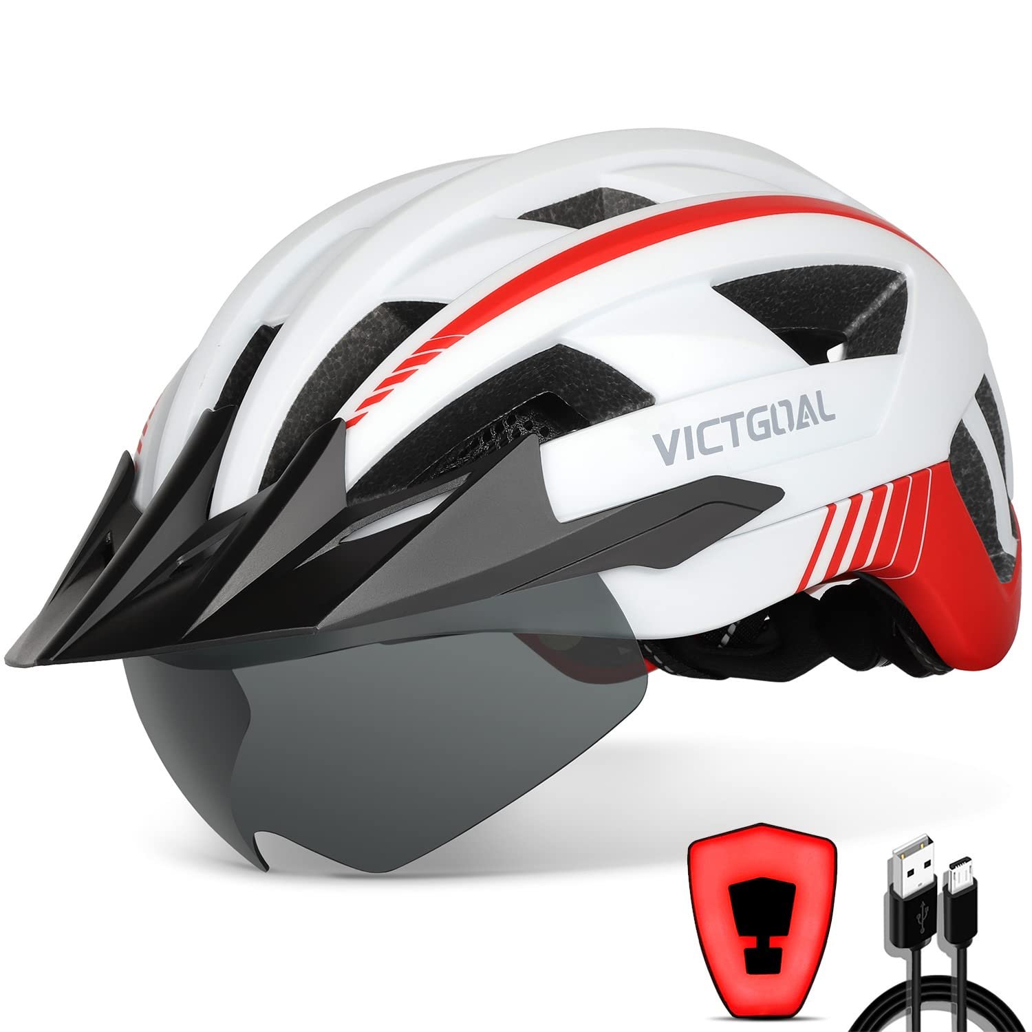 Шолом VICTGOAL MTB з козирком та знімними магнітними окулярами, з 21 вентиляційним отвором, фото №1