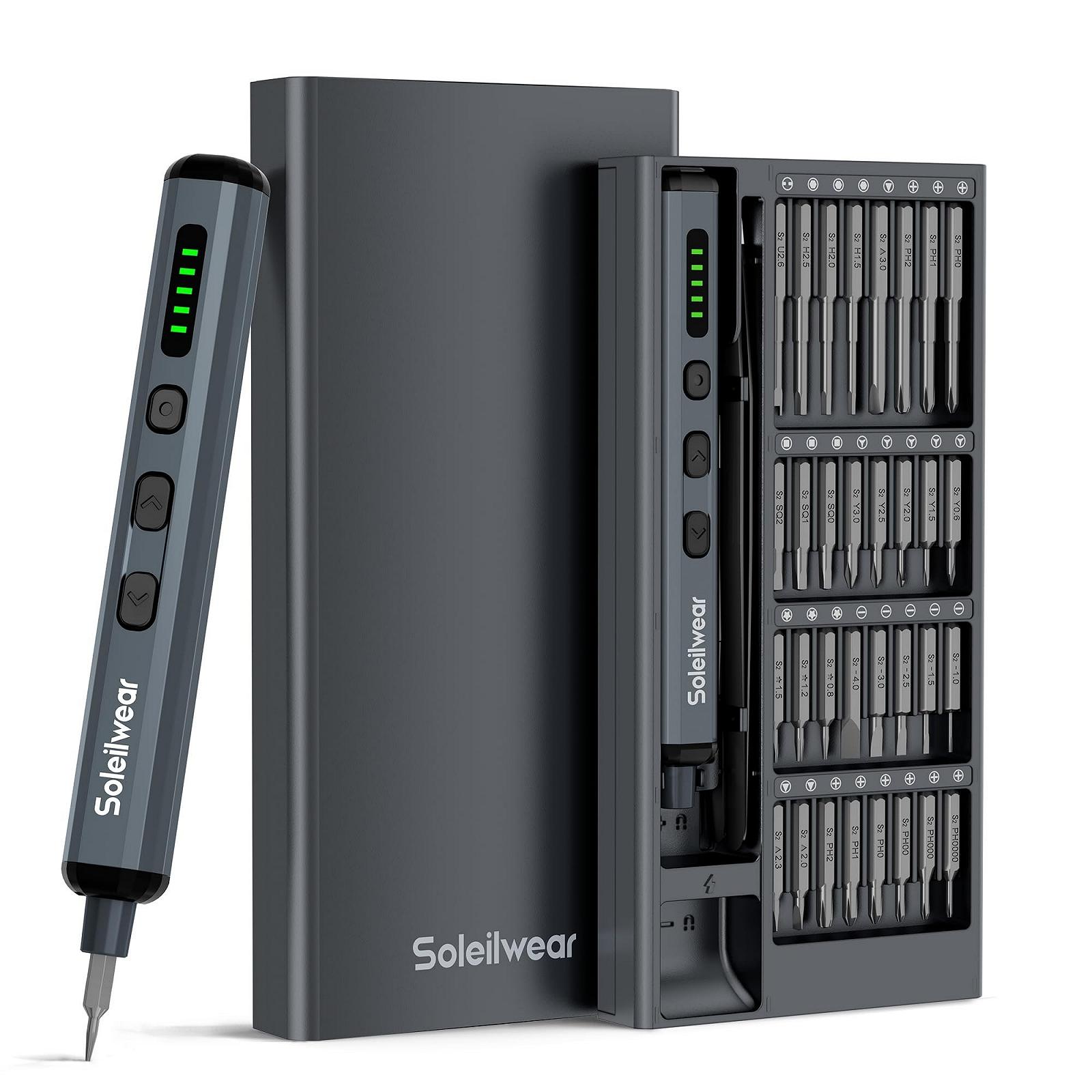 Набір акумуляторних викруток Soleilwear 70 в 1 5 передач крутного моменту з 64 насадками S2 із магнітної сталі, фото №1