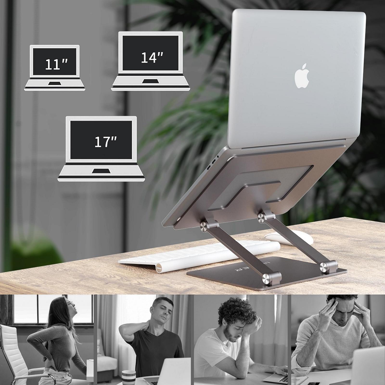 Підставка для ноутбука LYNXER Регульована по висоті, складана, ергономічна та вентильована для навчання, сумісна з усіма ноутбуками 11-16 Сірий, фото №8