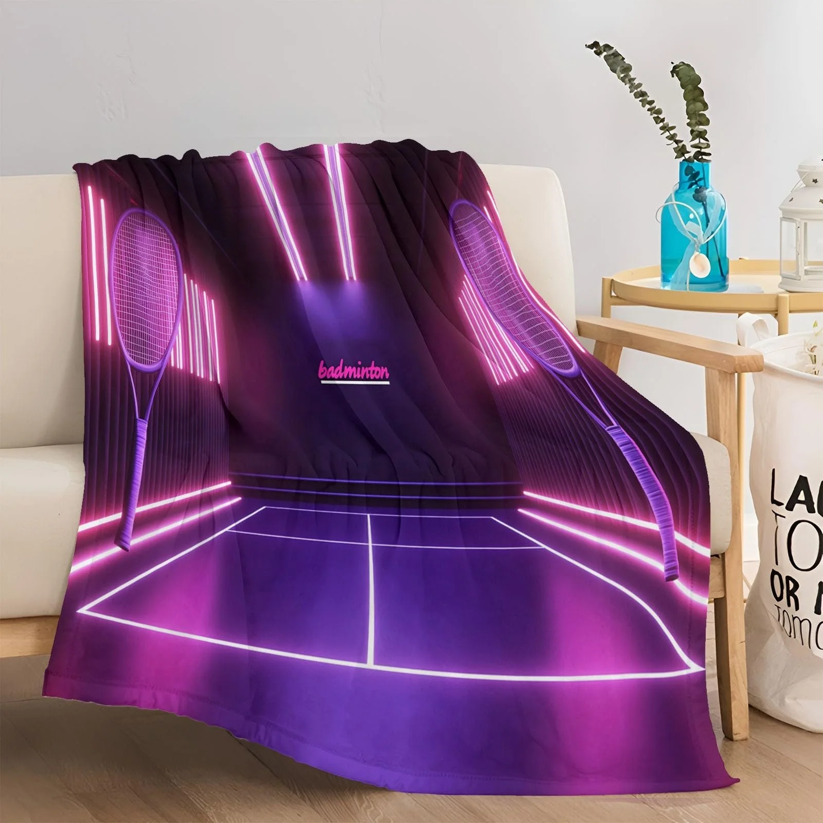 Одеяло Фланель Мягкое, Простота Неон Стадион, 200 x 200 см, Фиолетовый, фото №4