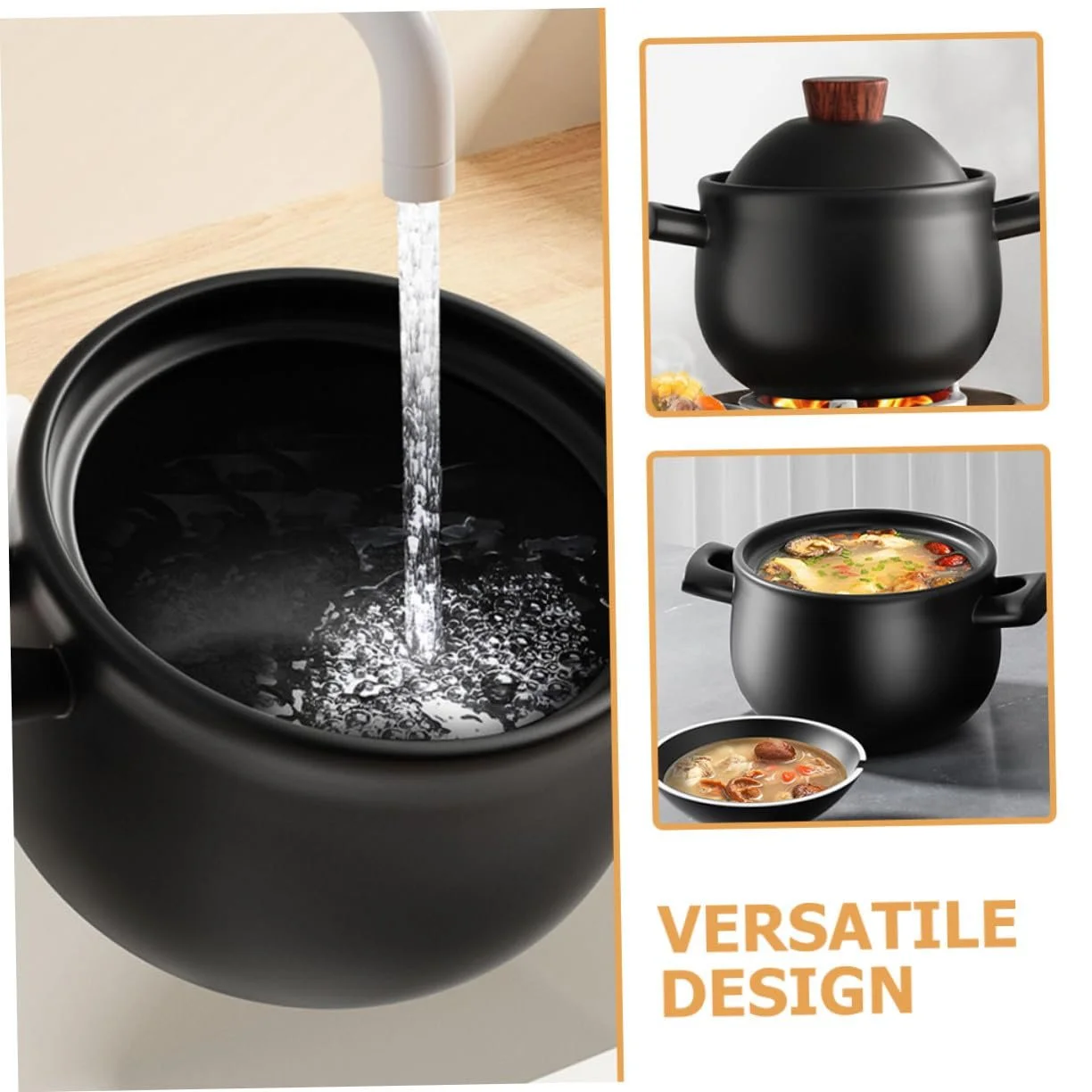 Каструля керамічна 1.8 L з ручкою для тушкування та супів, фото №8