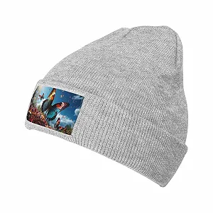 Купить Шапка-бини женская с рисунком голубого неба и цветных бабочек, зимняя теплая вязаная - Фото 1 Шапка-бини женская с рисунком голубого неба и цветных бабочек, зимняя теплая вязаная - Фото 1