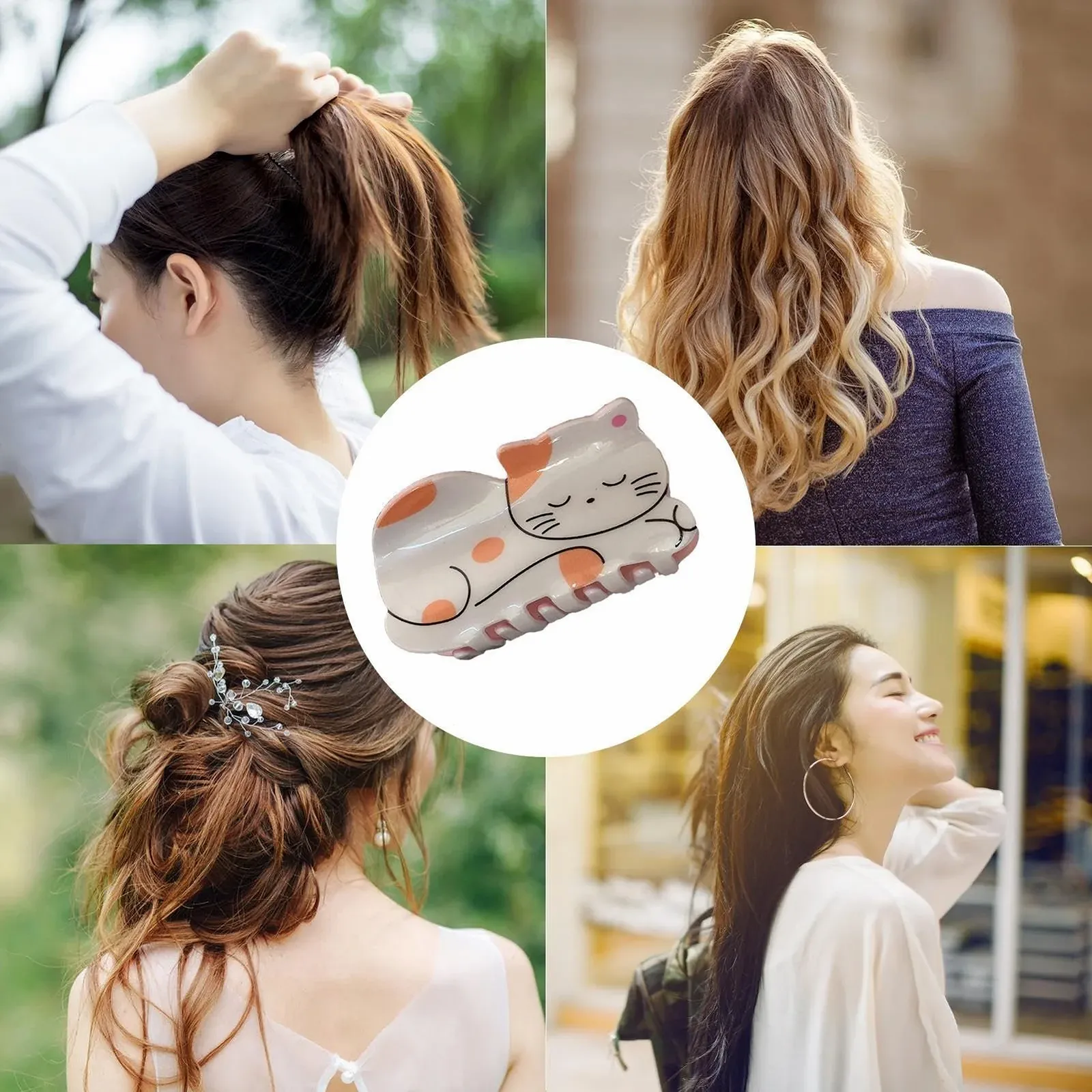 Акриловая заколка для волос Мультяшное Животное Для женщин Сильно держит Тонкие Густые волосы Для работы Банкета Вечеринки, фото №4