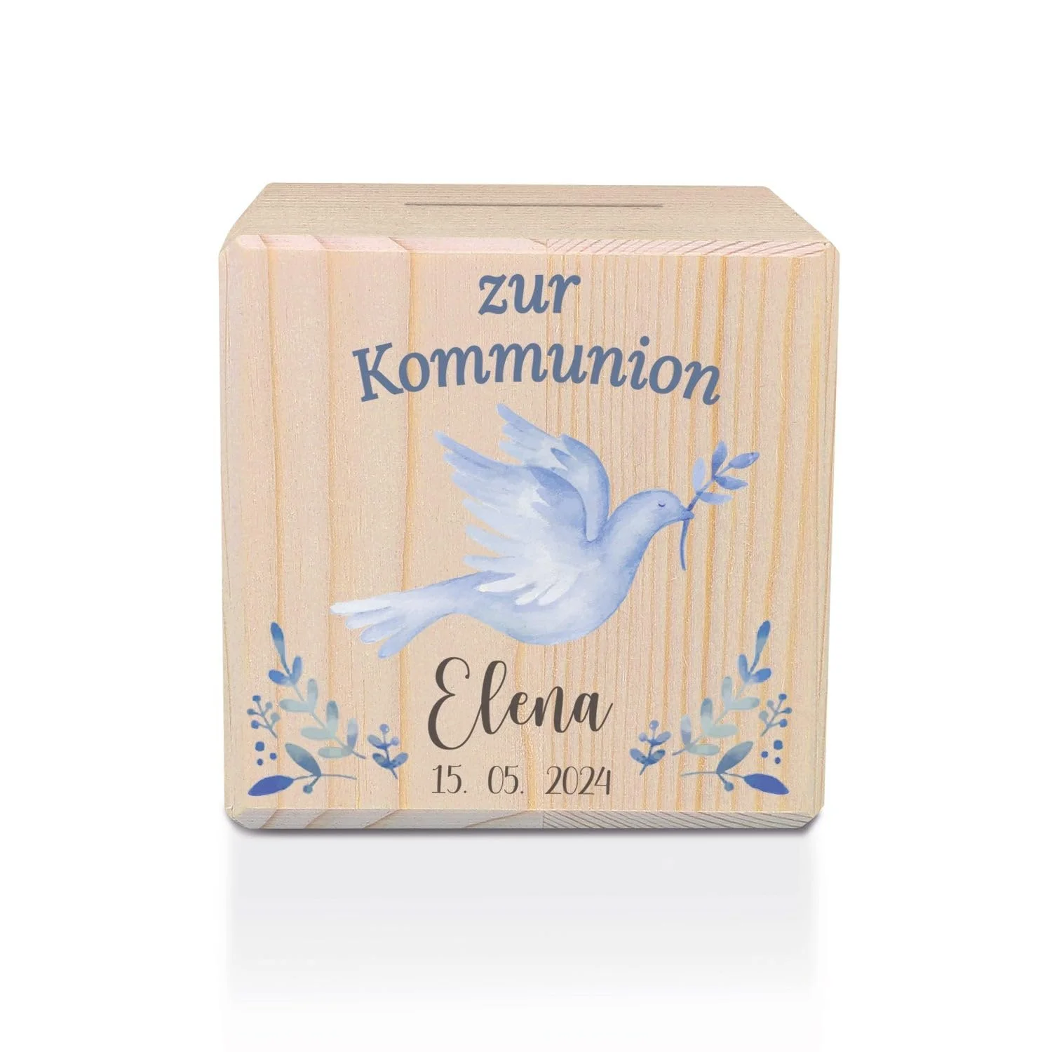 Скарбничка GRAVURZEILE Printed Wooden Money Box Dove Blue, фото №1