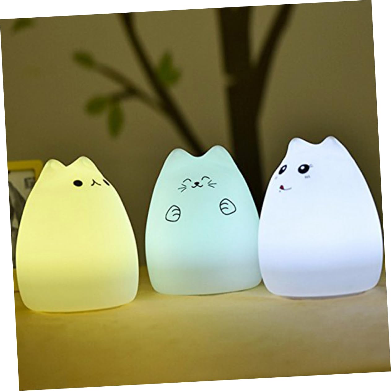 Лампа HEMOTON USB Перезаряджувана Нічник Пульт дистанційного керування Силіконовий Кіт Білий, фото №5