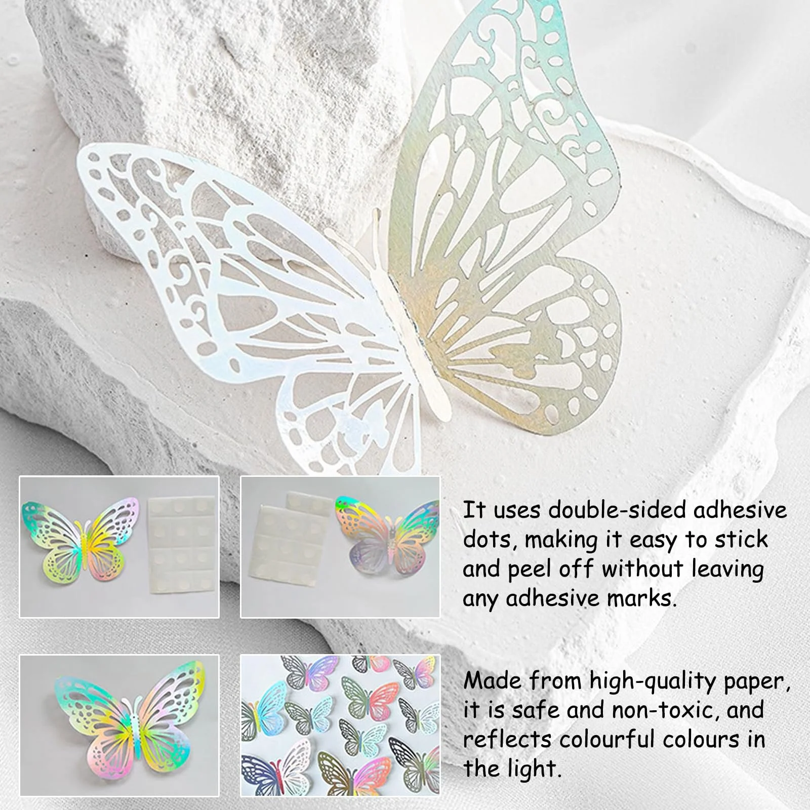 Наклейки на стіну 72 шт. 3D Метелики 3 розміри Багатоколірні, фото №1 Наклейки на стіну 72 шт. 3D Метелики 3 розміри Багатоколірні, фото №1