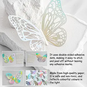 Наклейки на стіну 72 шт. 3D Метелики 3 розміри Багатоколірні - Фото 1