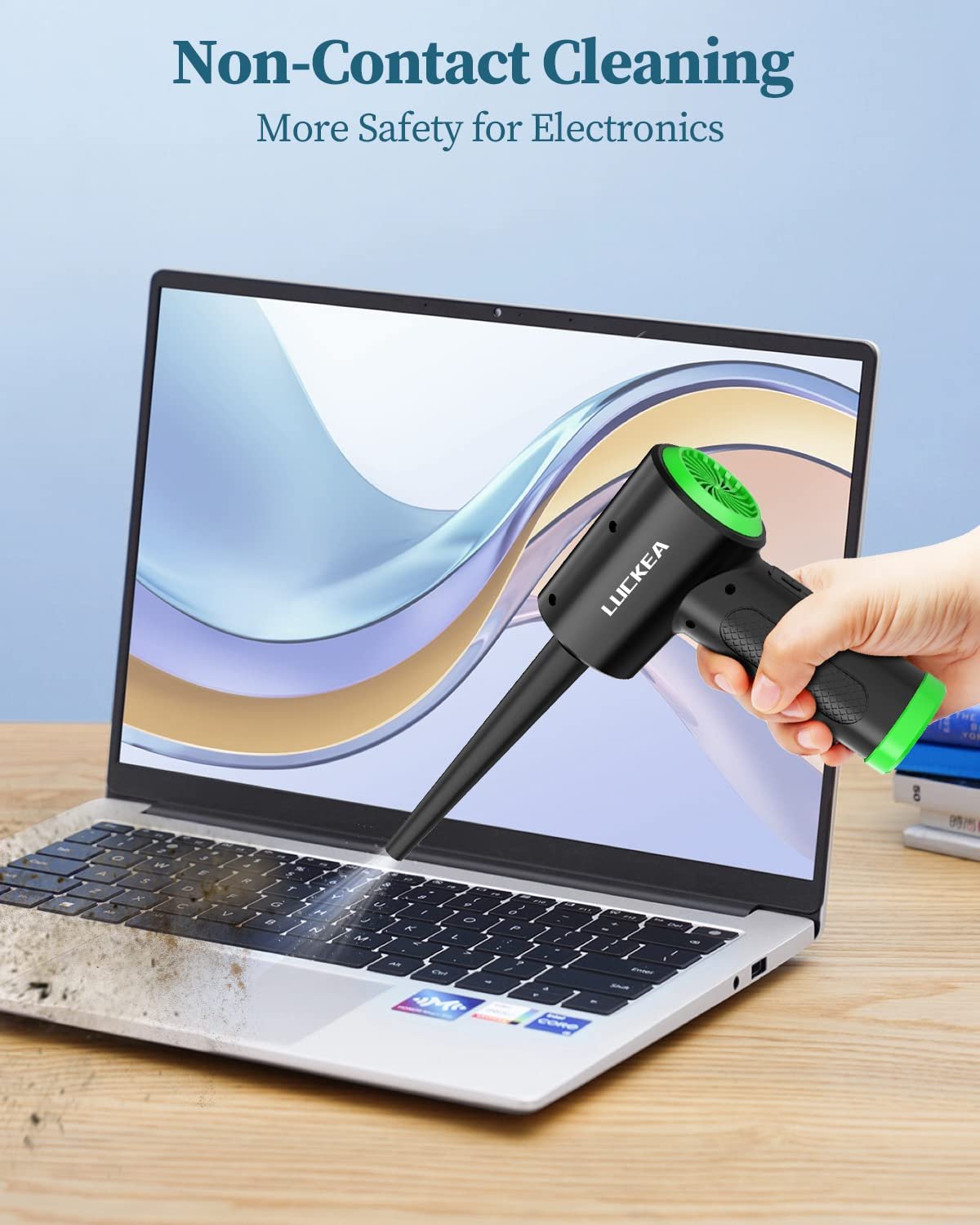 Электрическая воздуходувка LUCKEA 3 скорости LED-подсветка 5 насадок, фото №7